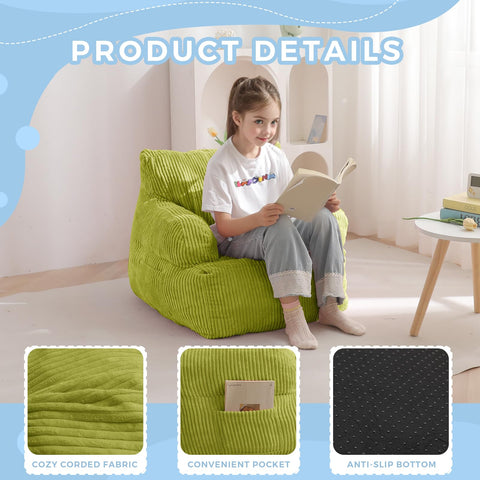 MAXYOYO Kids Bean Bag Chair shredded foam filling contours for comfortable support