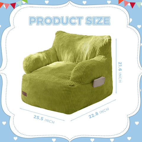 MAXYOYO Kids Bean Bag Chair green side pocket for toy and remote storage
