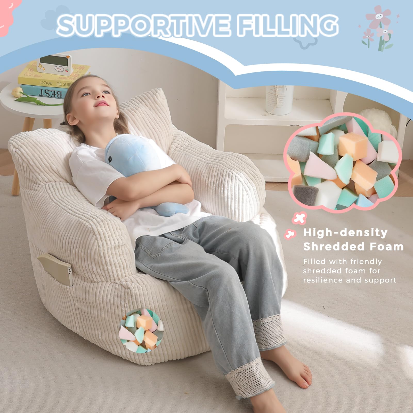 MAXYOYO Kids Bean Bag Chair is lightweight for easy room changes