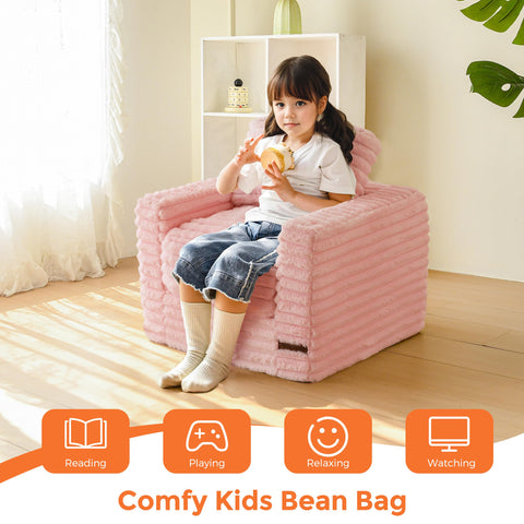 MAXYOYO kids bean bag chair pink with armrests for relaxed lounging