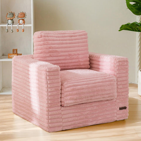 MAXYOYO kids bean bag chair pink faux fur close-up detail for cozy lounging