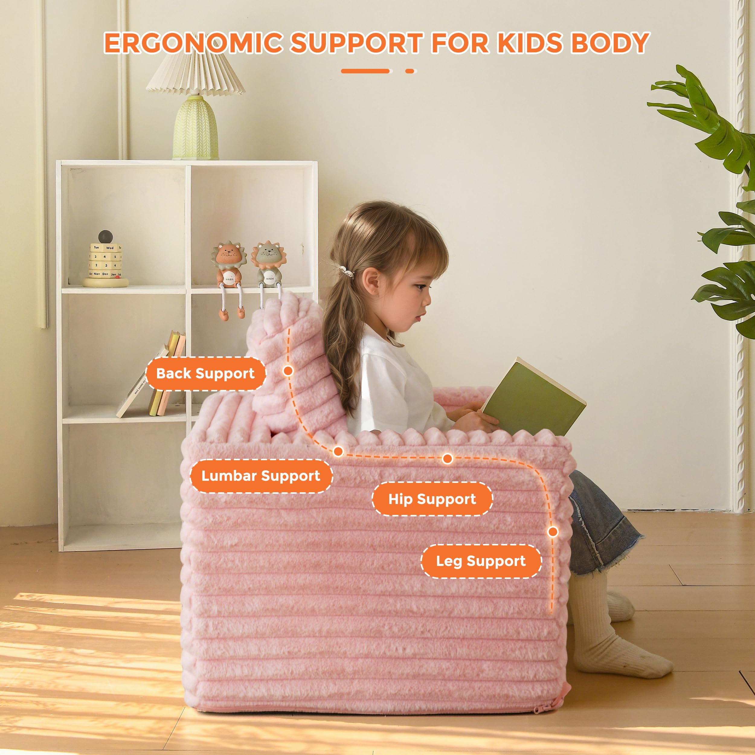 MAXYOYO kids bean bag chair pink versatile floor sofa for rooms