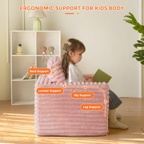 MAXYOYO kids bean bag chair pink versatile floor sofa for rooms