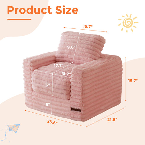 MAXYOYO kids bean bag chair pink with two pillows provides back support