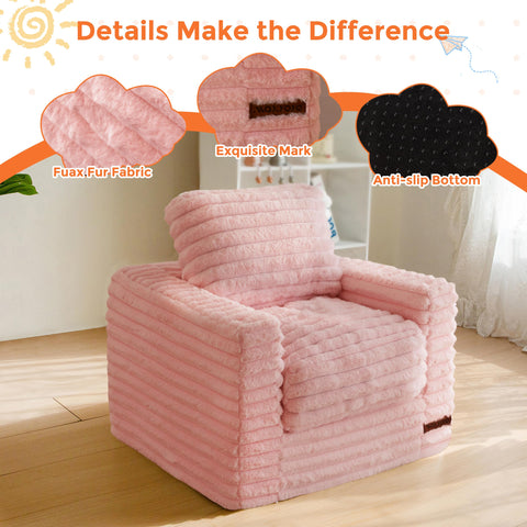MAXYOYO kids bean bag chair pink in bright playroom for imaginative play