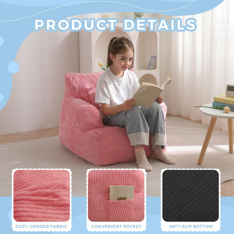 MAXYOYO Kids Bean Bag Chair pink setup creates a cozy kid space