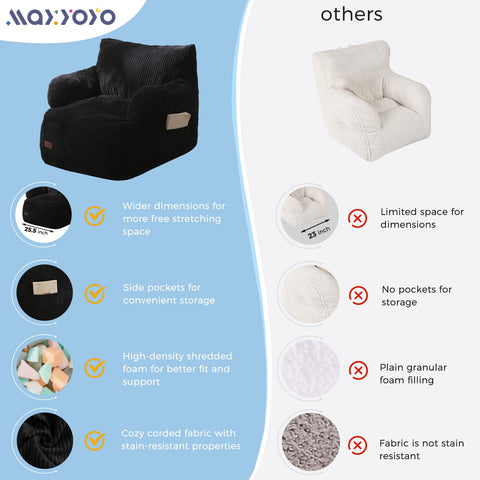 MAXYOYO Kids Bean Bag Chair ideal for reading nooks and gaming sessions.