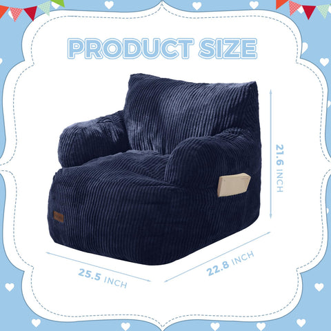 MAXYOYO kids bean bag chair features a convenient side pocket for remotes and books.