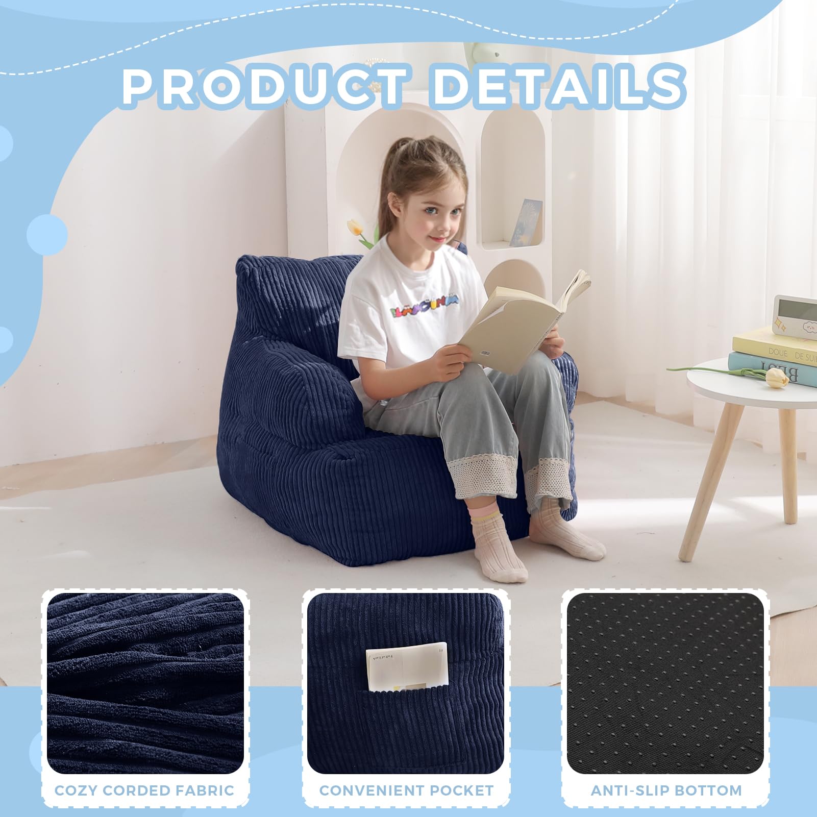 MAXYOYO chair size gives your child a spacious lounging area.