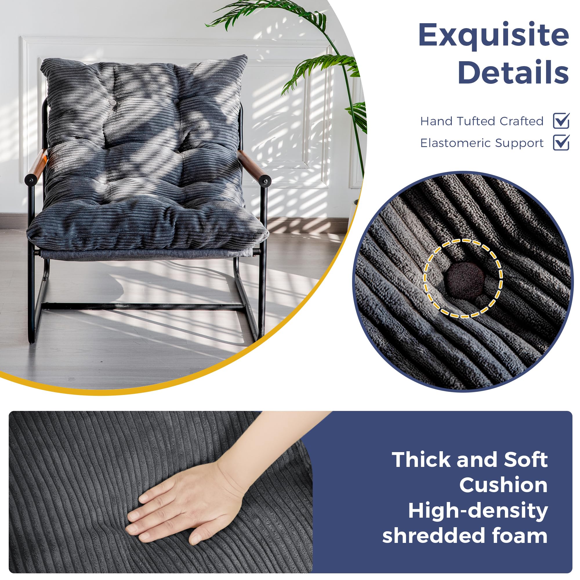 MAXYOYO Modern Accent Chair cushion close-up showing soft, breathable fabric.