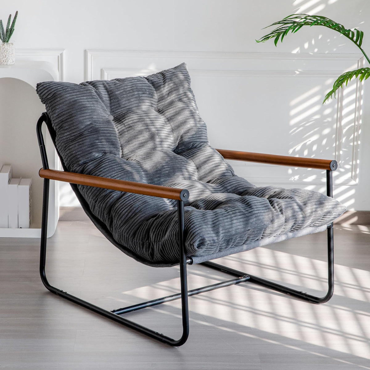 MAXYOYO Modern Accent Chair front view for calm, relaxed living spaces.