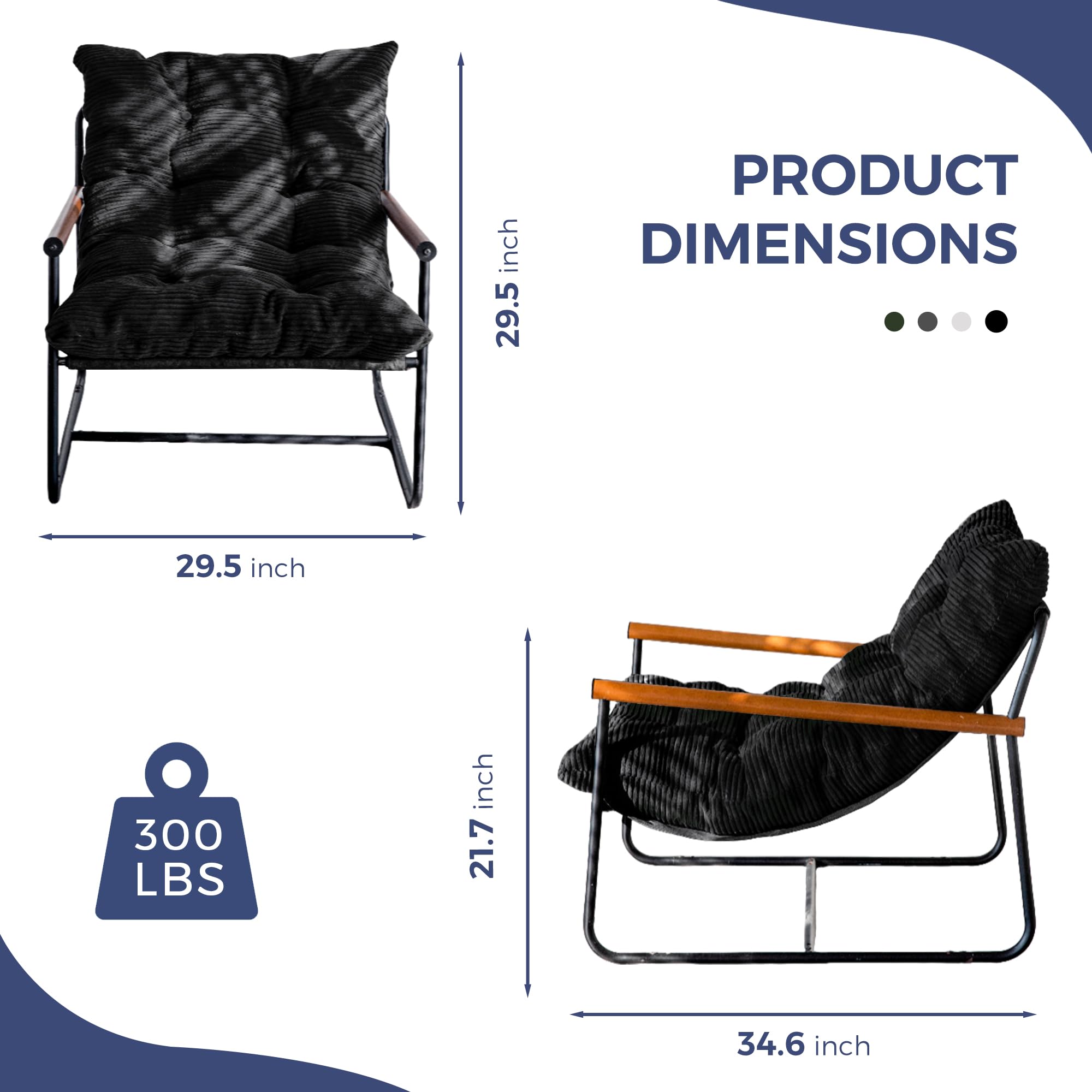 MAXYOYO Modern Accent Chair metal frame silhouette highlighting durability