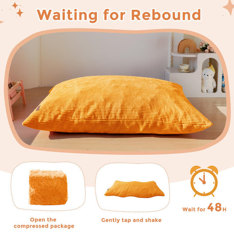 MAXYOYO preassembled bean bag bed expands quickly after unboxing.