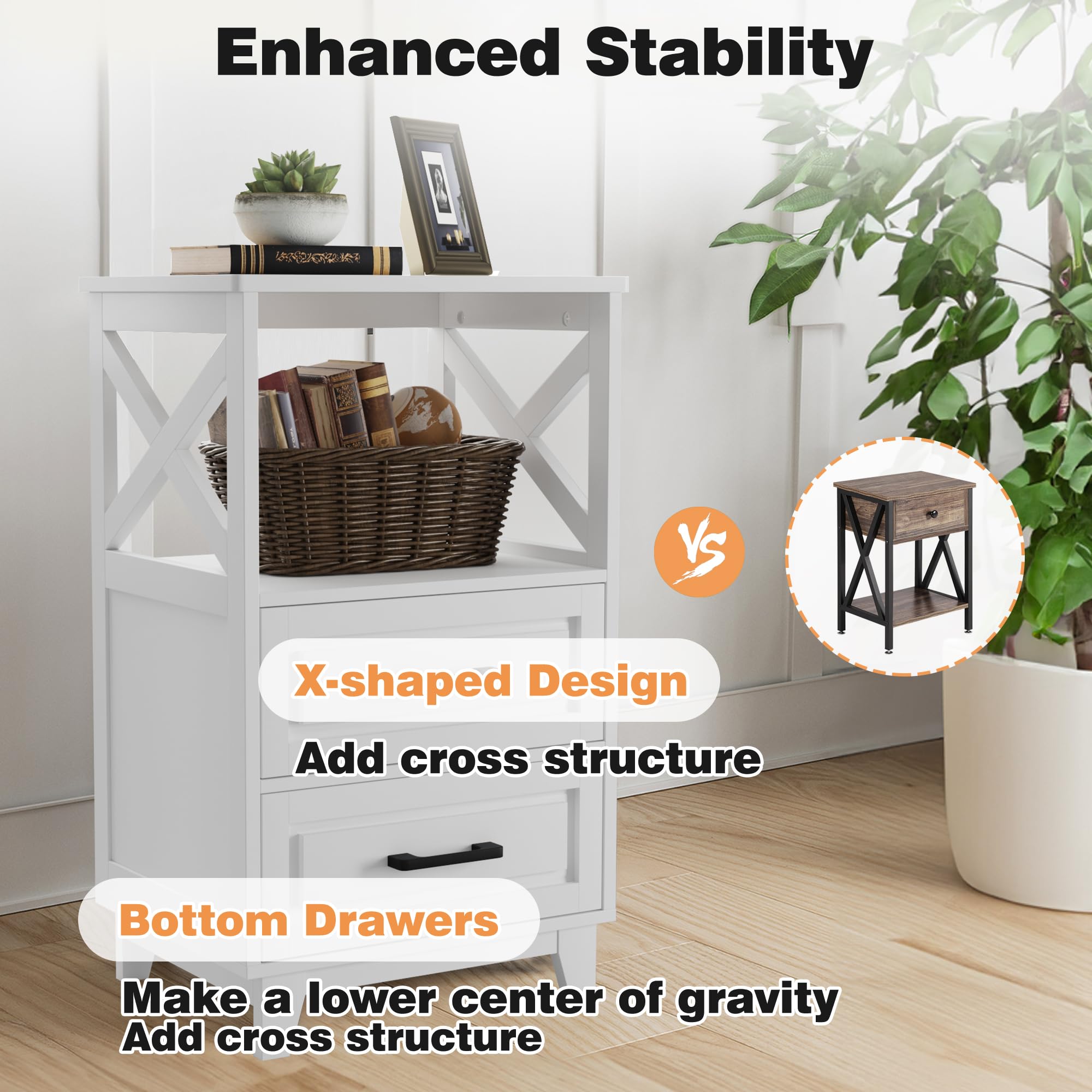 May in Color White Nightstand assembly instructions included for quick setup.