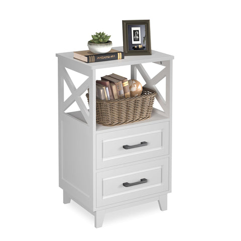 May in Color White Nightstand drawer view for organized bedside storage.