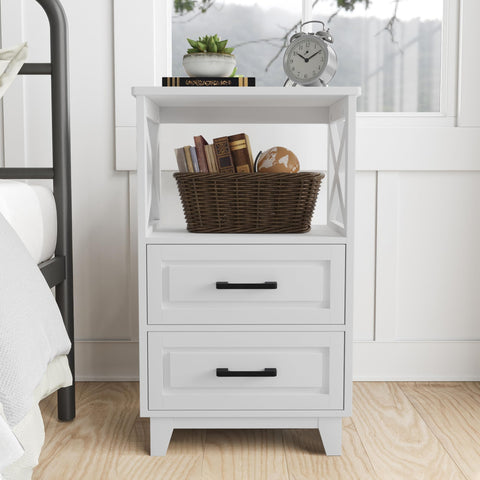 May in Color White Nightstand finish detail shows durable white coating.