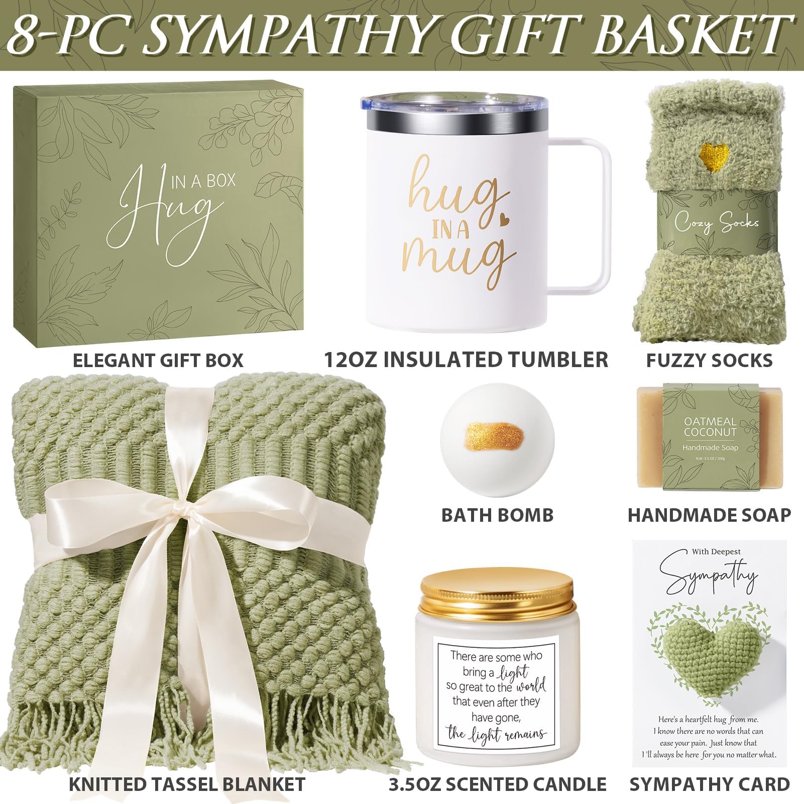 MAYICIVO care package interior displays thoughtful items for grieving support.