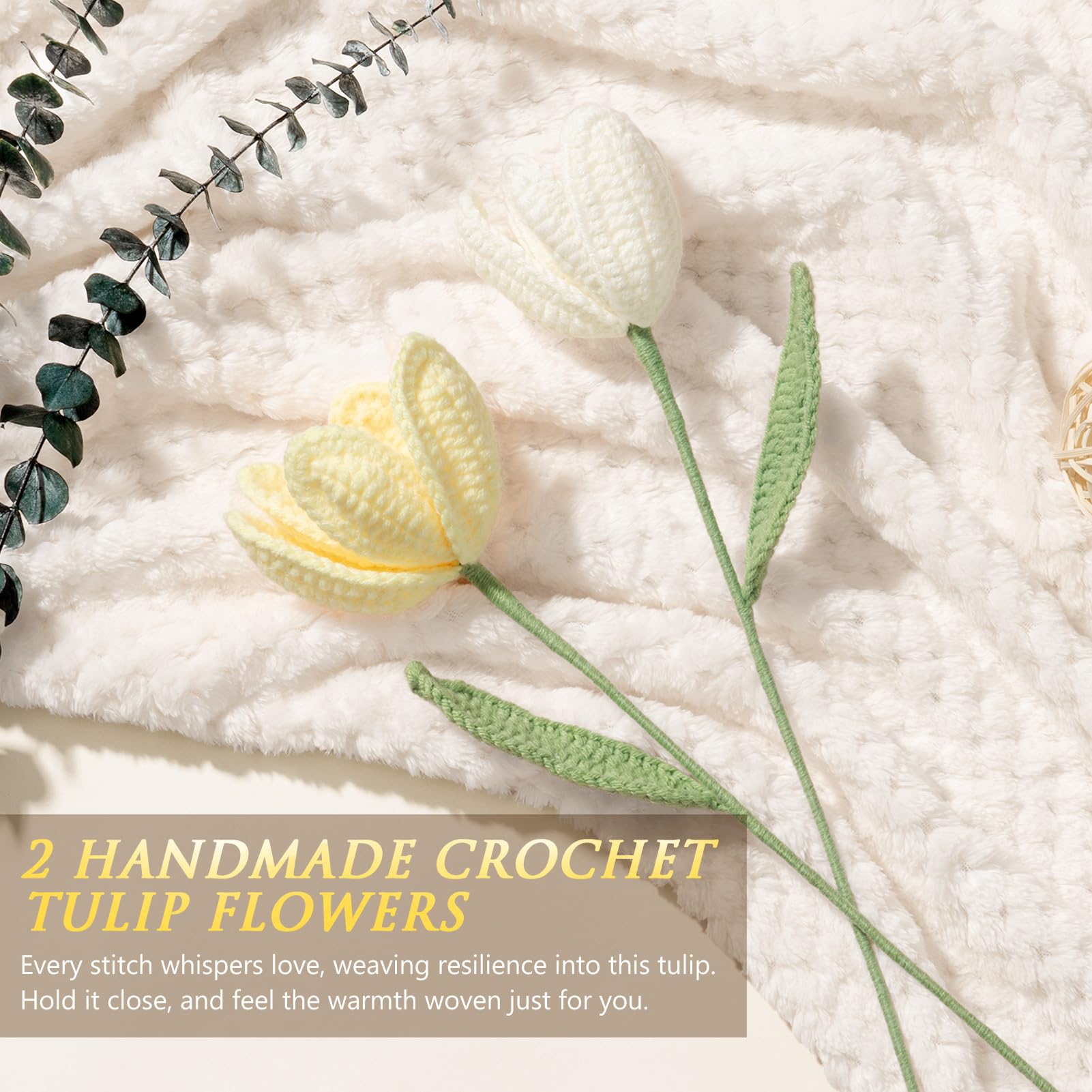 MAYICIVO crochet tulips add warm décor and a thoughtful gift touch.