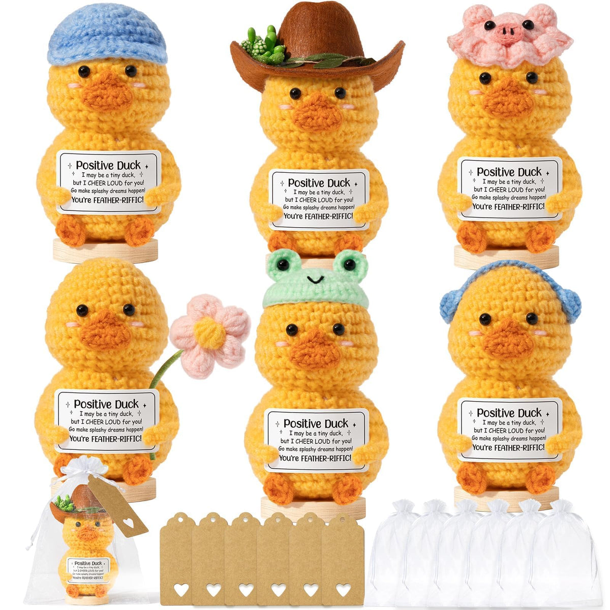 MAYICIVO positive duck on wood base boosts desk mood and motivation