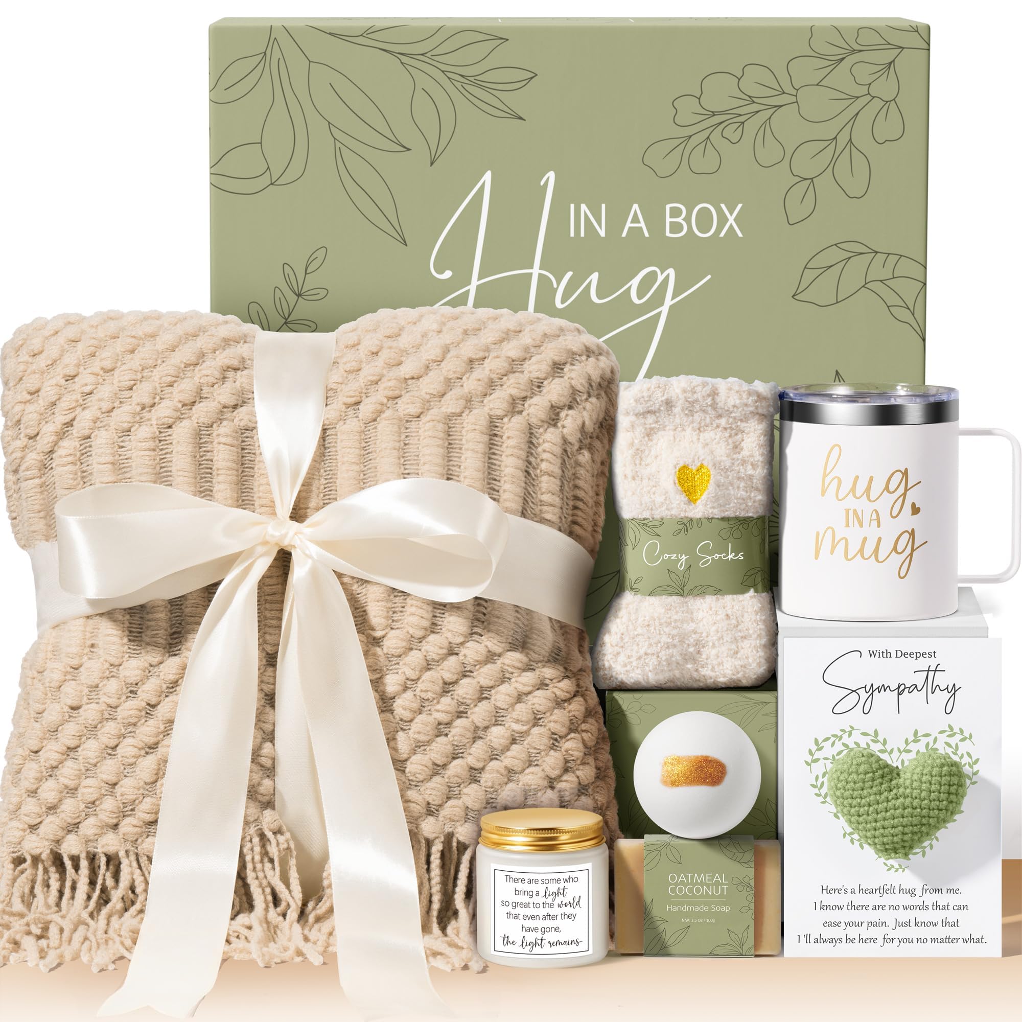 MAYICIVO sympathy gift basket blanket for warm, comforting moments