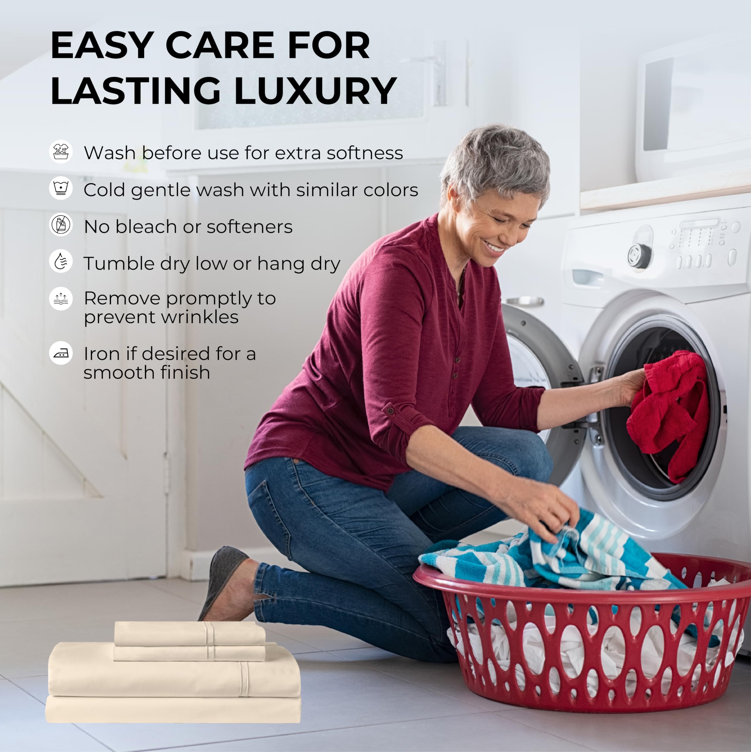 Mayil Manor 18-inch deep pockets fit thick mattresses and toppers securely