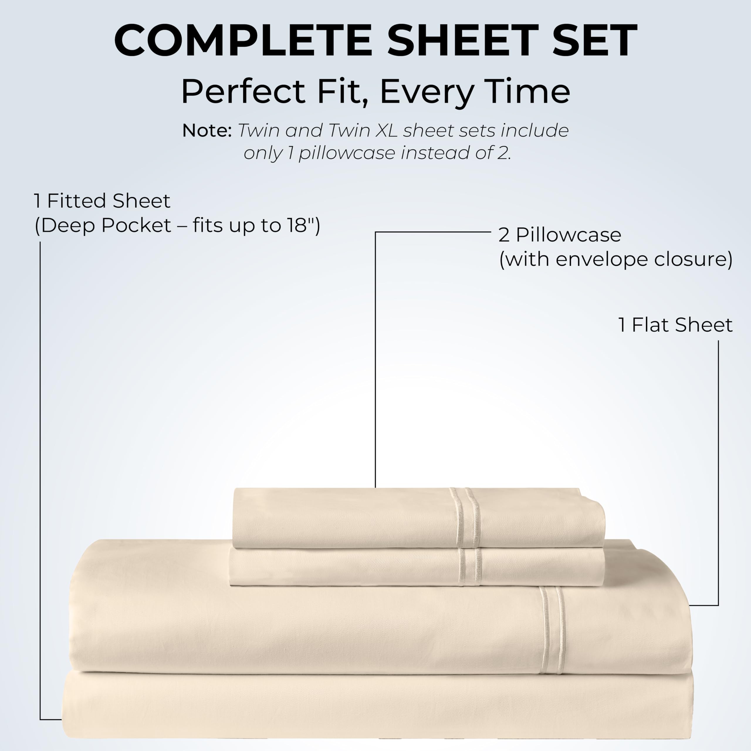 Mayil Manor cream flat sheet showcases silky, breathable sateen weave