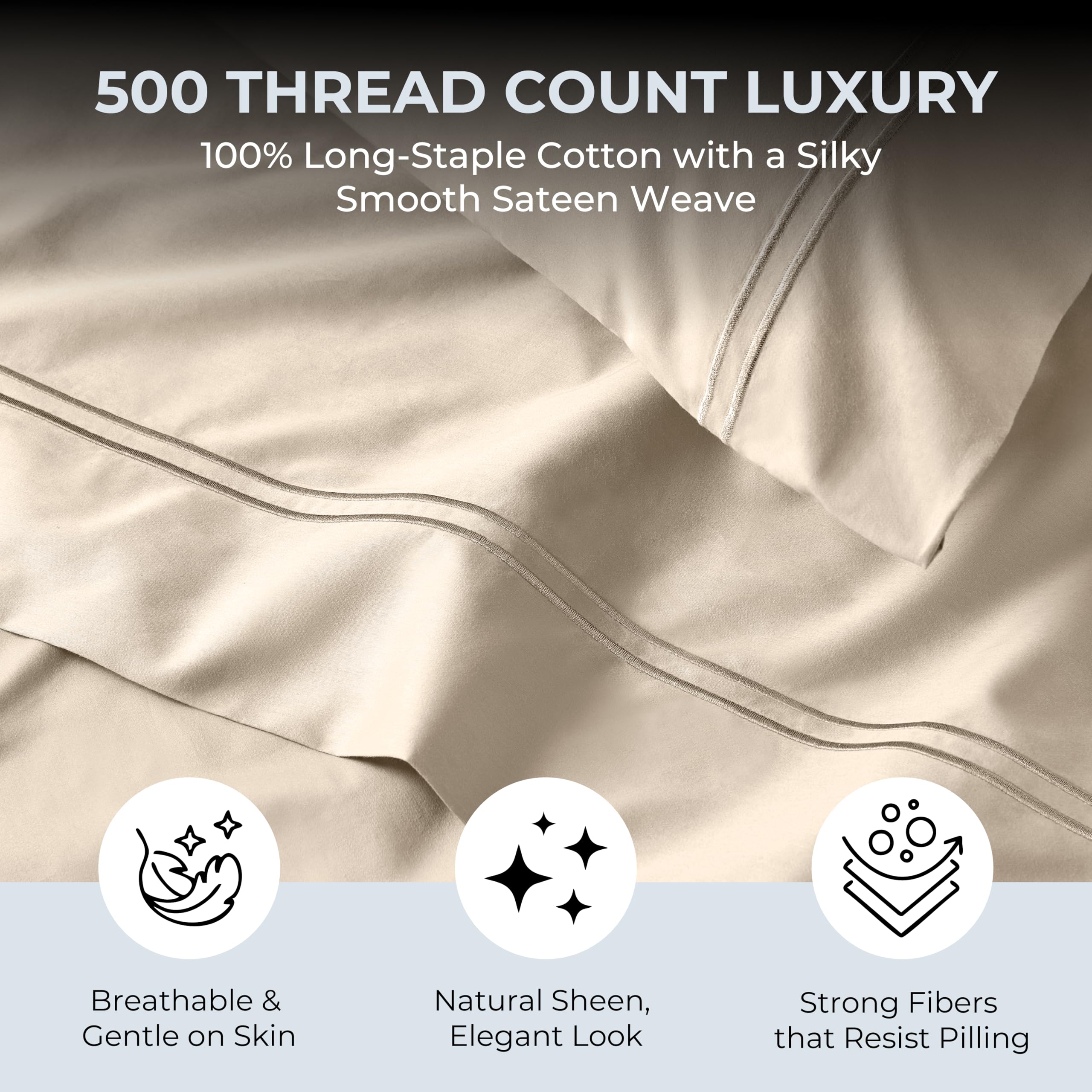 Mayil Manor cream pillowcases pair complements bedding with soft, hypoallergenic touch
