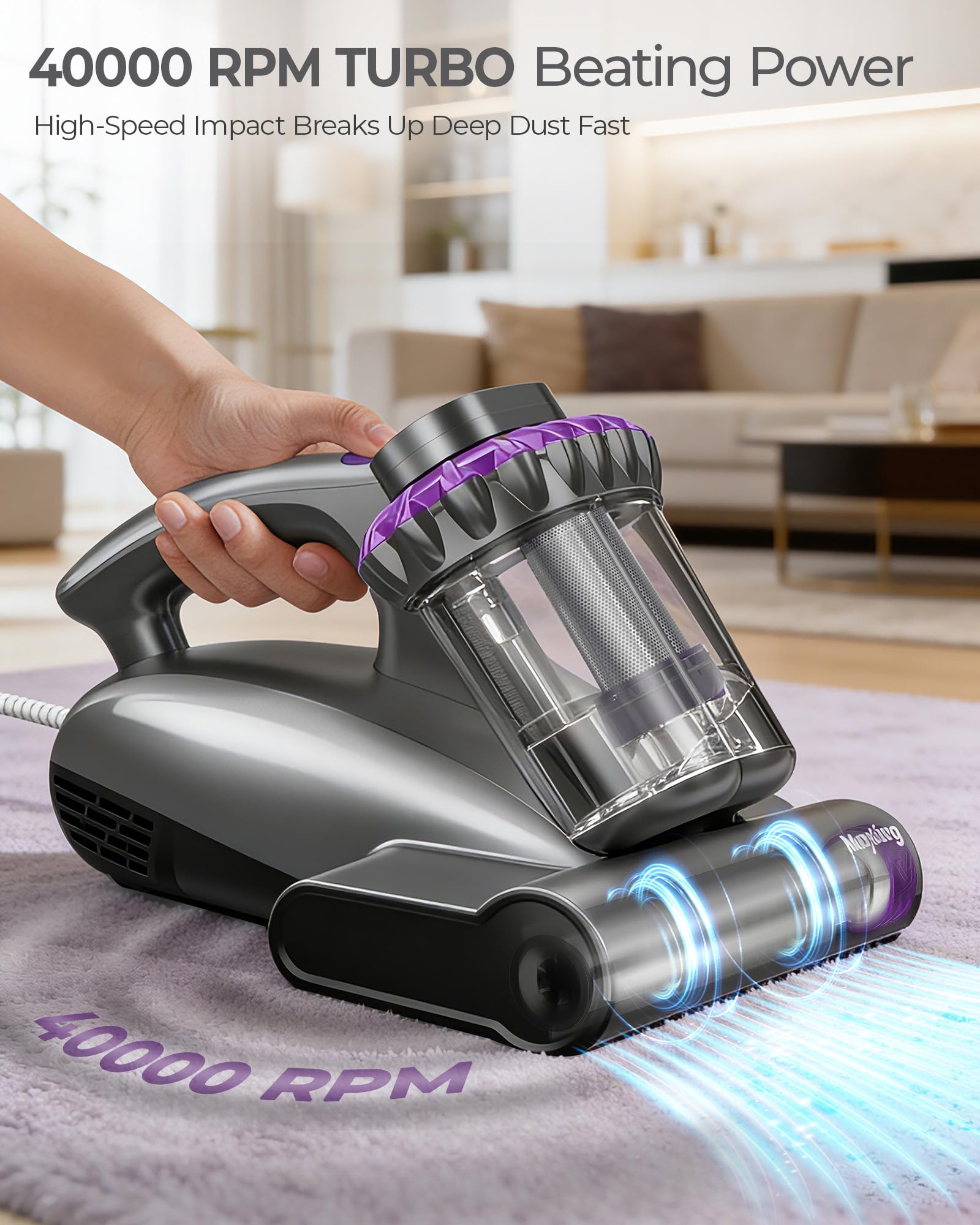 149°F heat helps fabrics dry quickly after a cleaning pass.