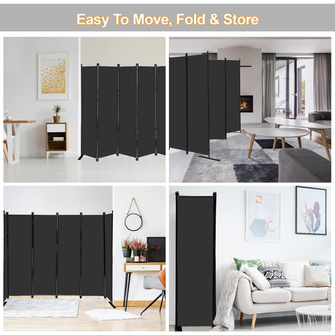 MAYOLIAH black room divider panel assembly demonstrates sturdy privacy walls.