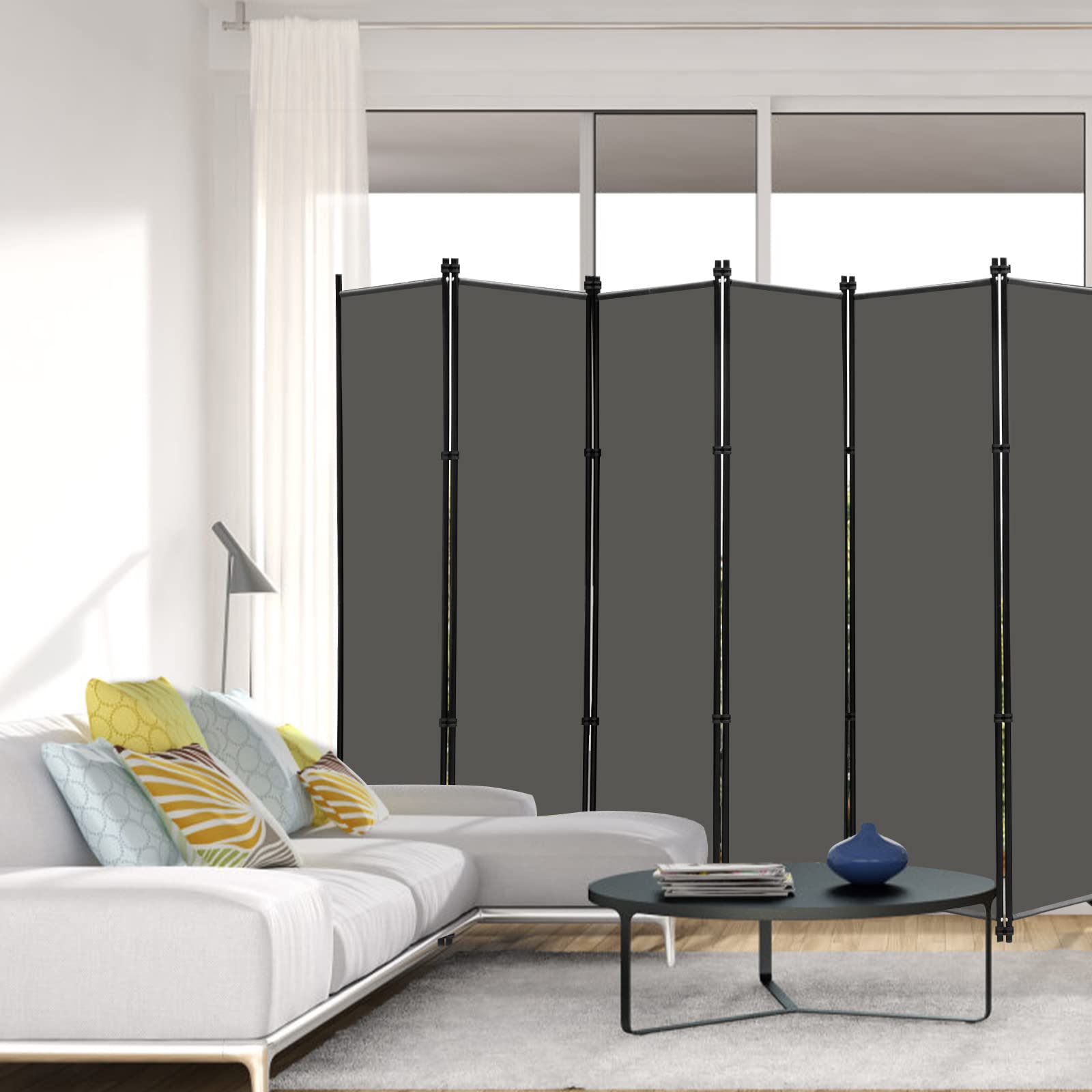 MAYOLIAH folding room divider is portable for easy rearrangement