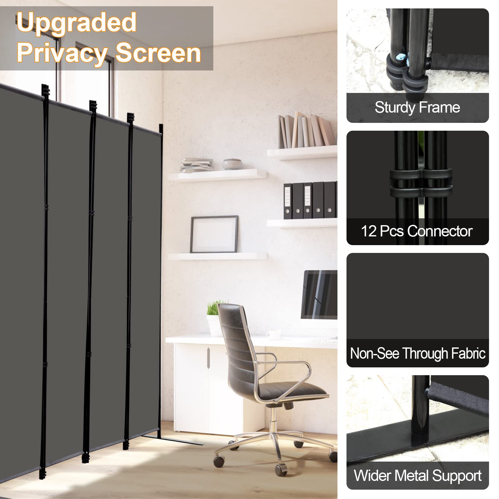 MAYOLIAH grey fabric privacy panel blocks light effectively