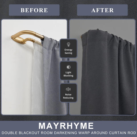 Mayrhyme back rod 5/8 inch supports sheer panels with a layered look.