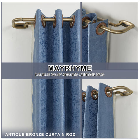 Mayrhyme double curtain rod antique bronze back base with hidden mounting for a clean look