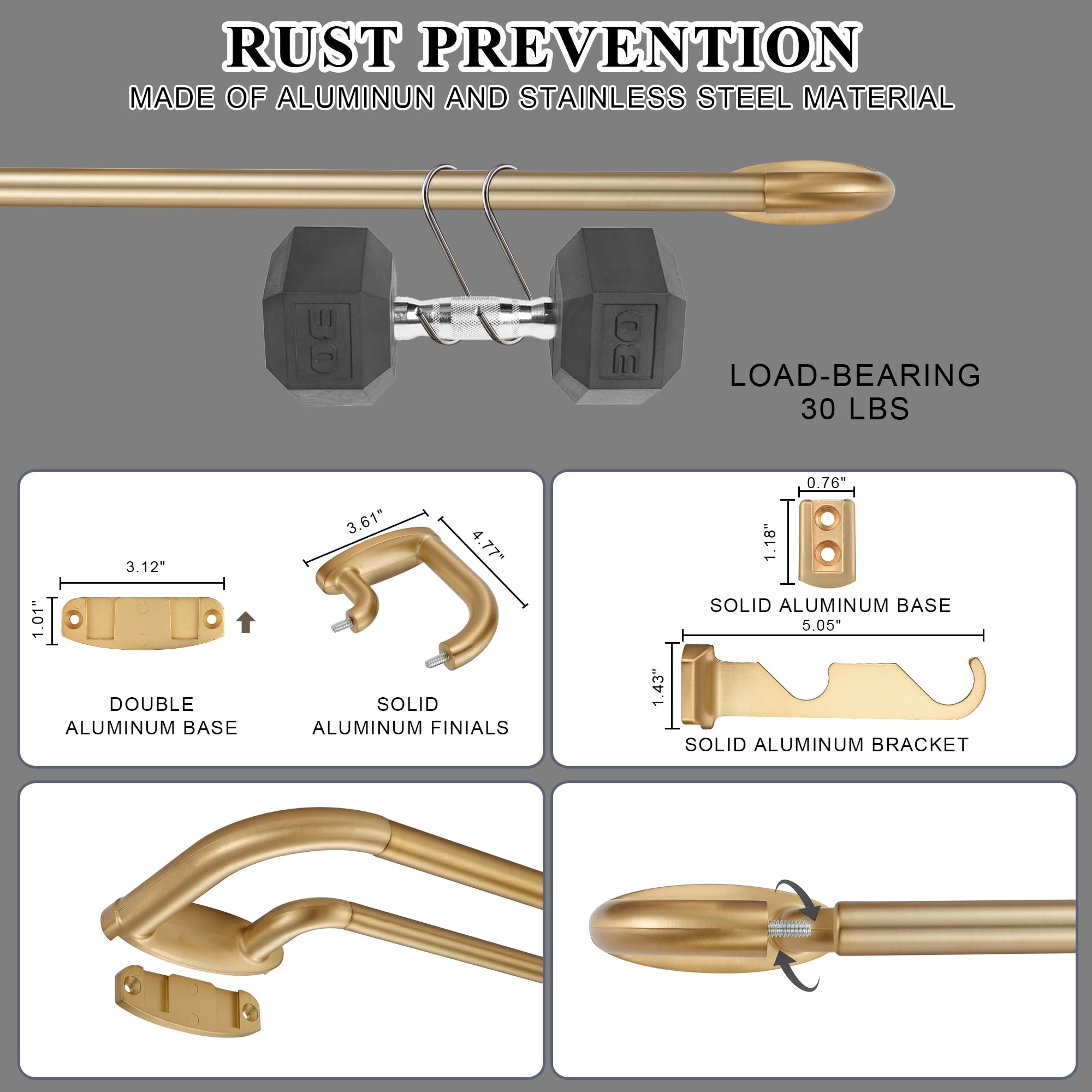 Mayrhyme room-darkening front rod 3/4 inch provides enhanced light control.