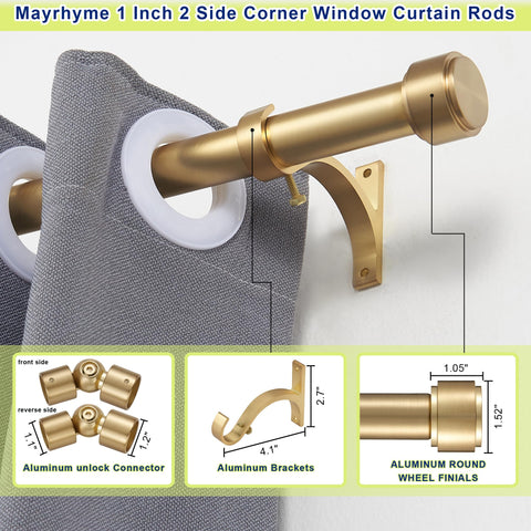 Aluminum brackets from Mayrhyme Warm Gold rod provide rust resistant support.