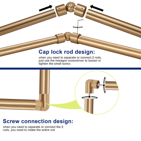 Mayrhyme Warm Gold curved finials add warmth to bay windows.