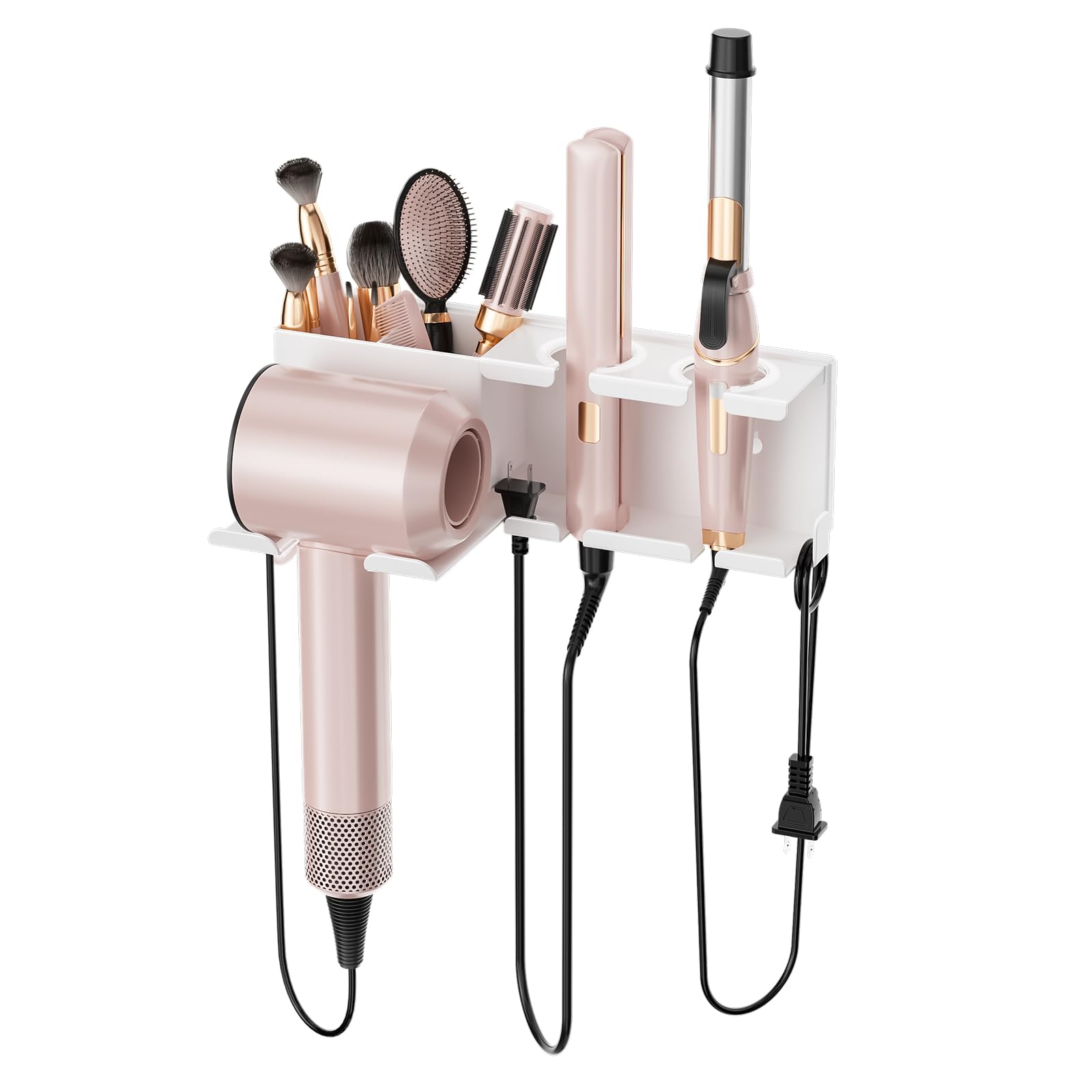 MAYZOLOP hair dryer holder wall mount with secure hook for easy organization.