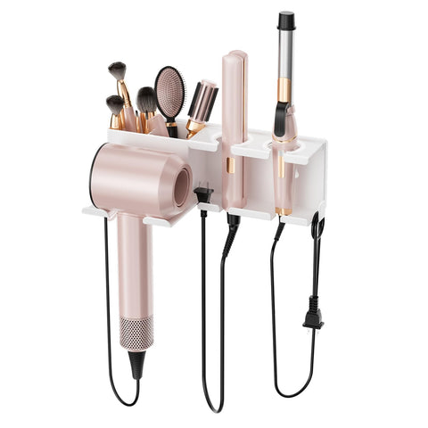 MAYZOLOP hair dryer holder wall mount with secure hook for easy organization.