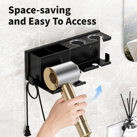 MAYZOLOP hair tool organizer with multi-compartments keeps curling irons accessible.