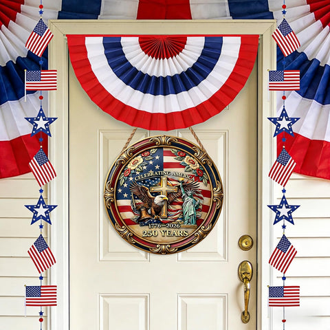 MBDFUT American flags detail complements indoor or outdoor patriotic setups.