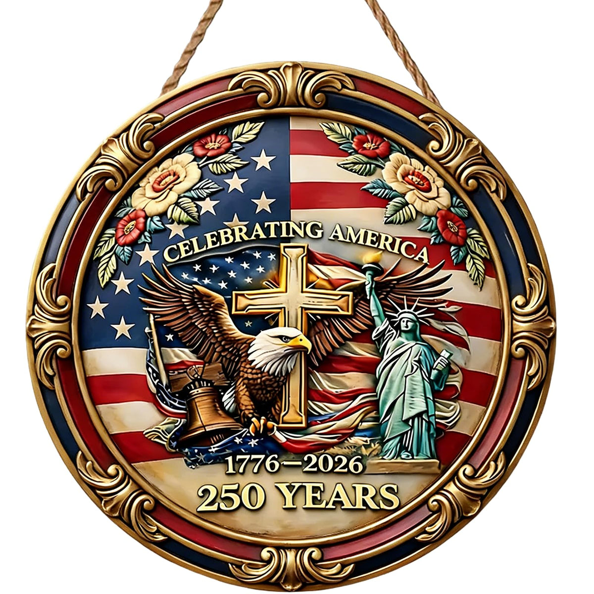 MBDFUT USA 250th eagle sign on rustic wood, perfect porch or door display.