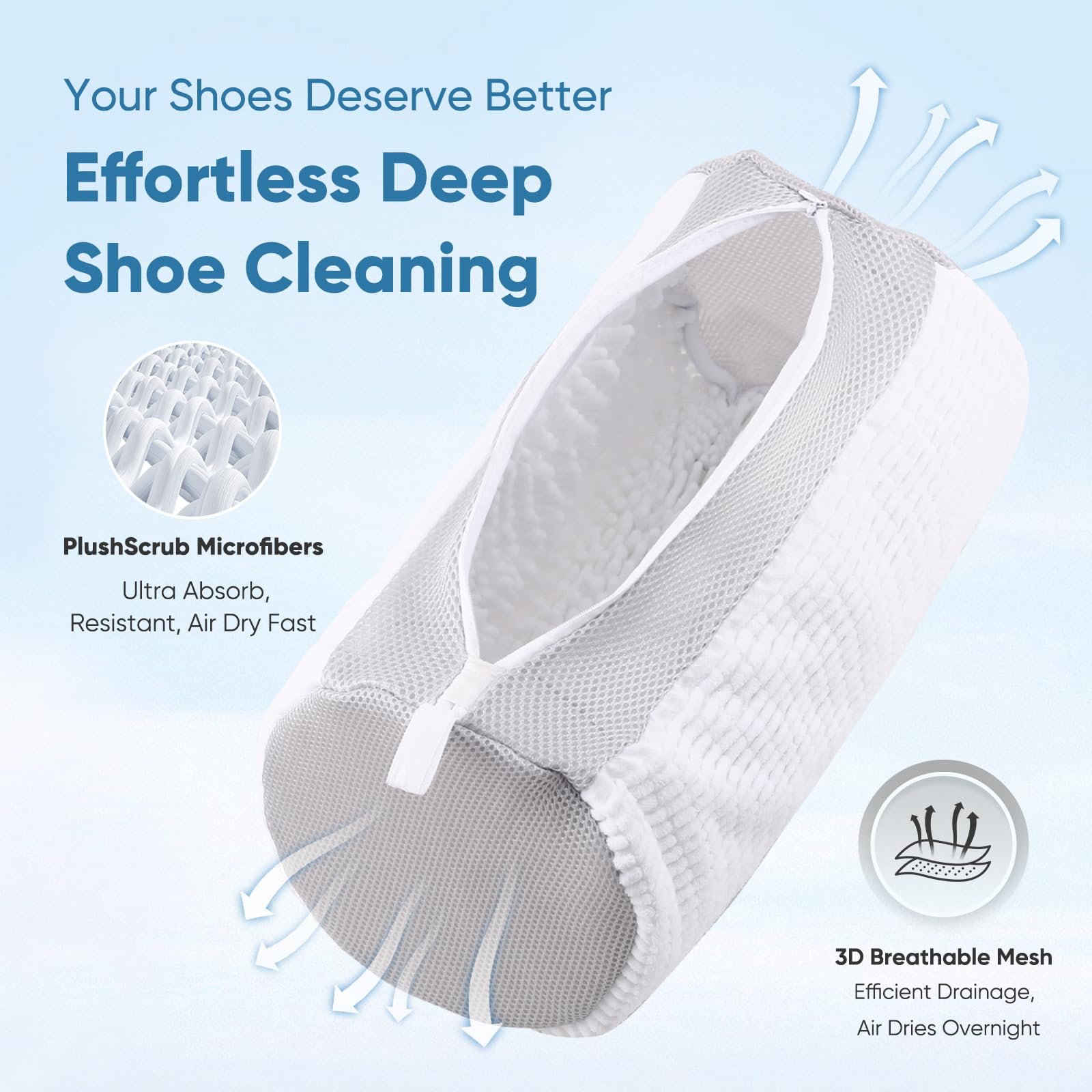 Two-in-one system shows secondary pouch for socks and insoles with the bag.
