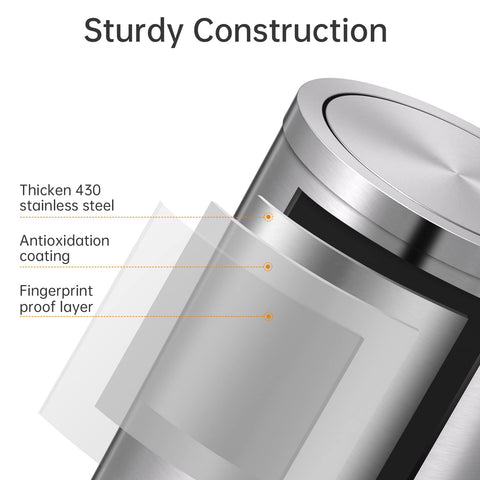 Mbillion brushed-silver finish trash can enhances cleanliness with a fingerprint-resistant look.
