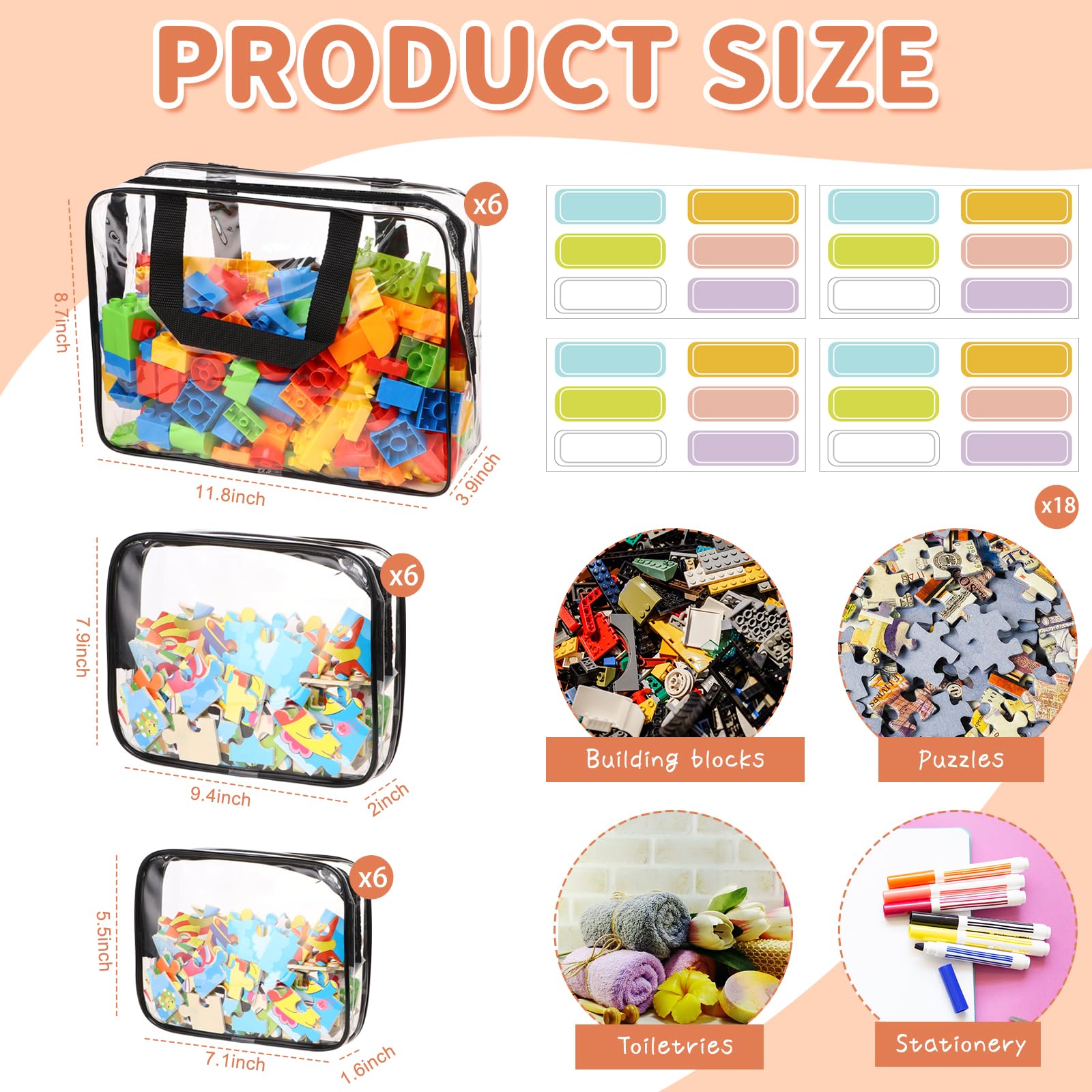 MBJZSL clear PVC toy bags show contents at a glance.
