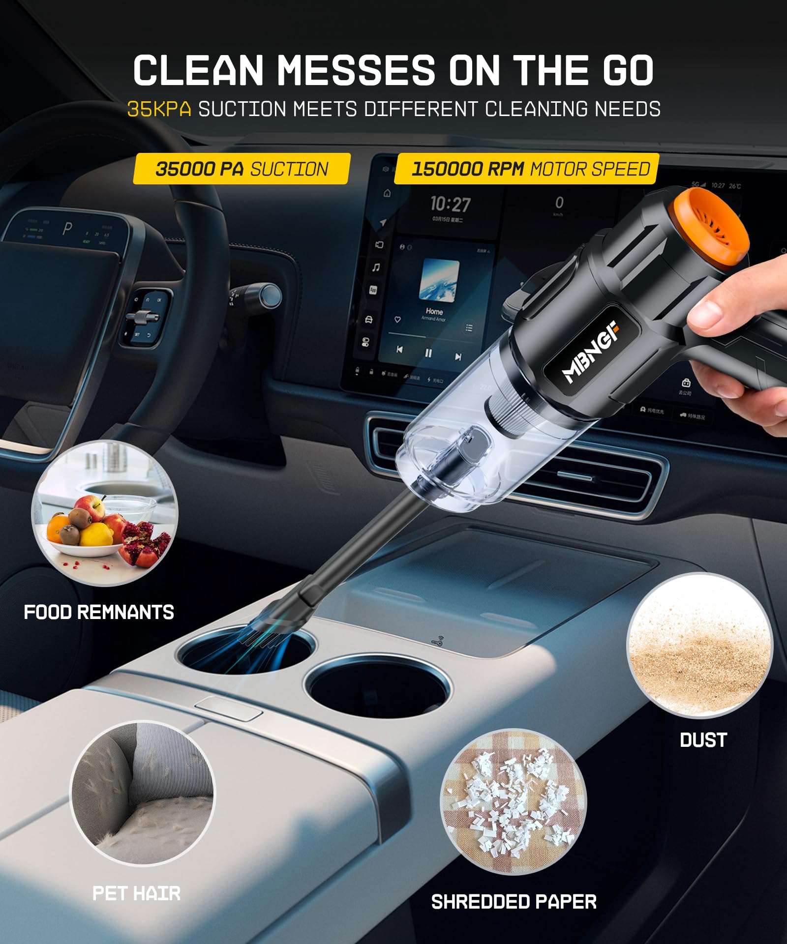 MBNGF X9 Ultra suction attachments with flat nozzle for stubborn debris.