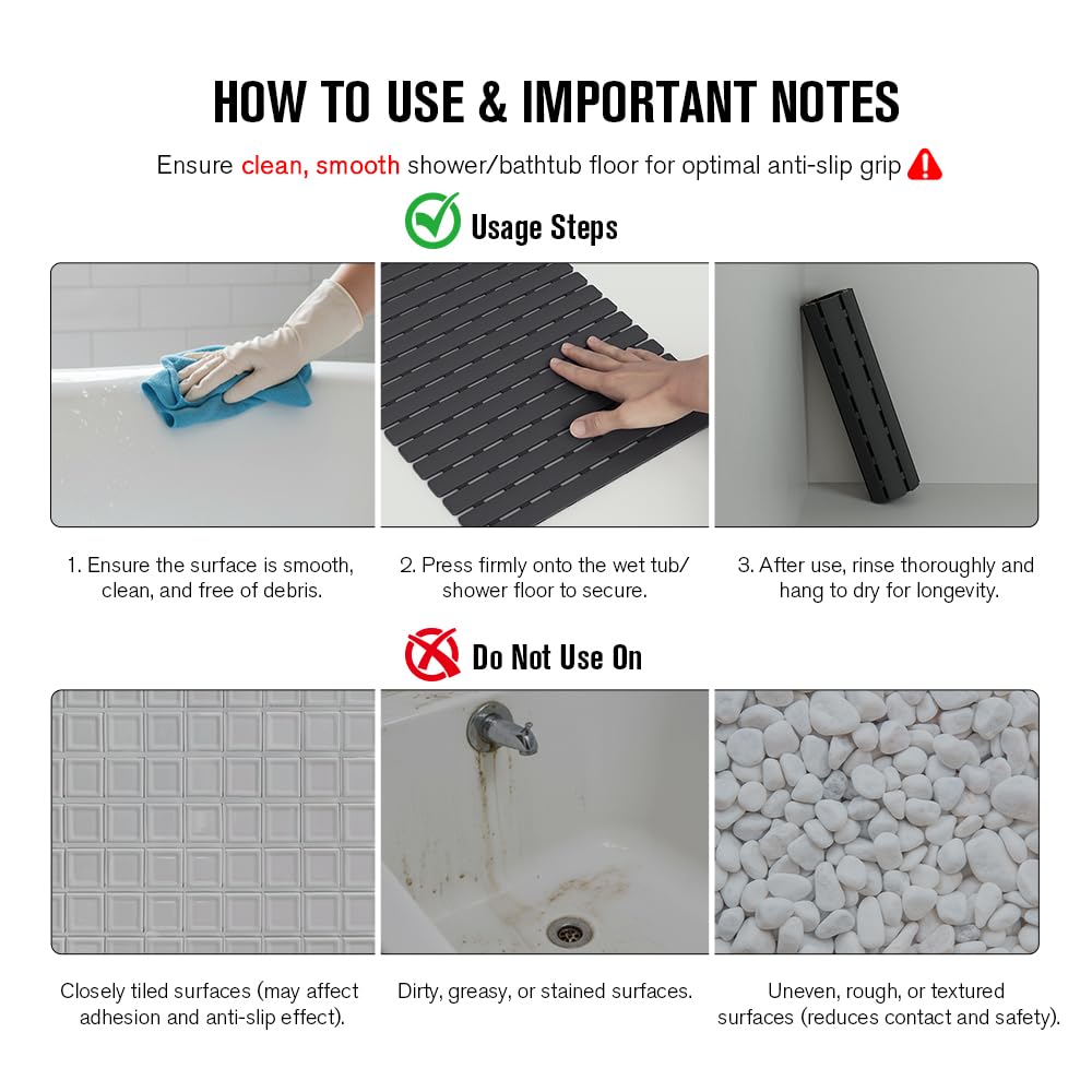 MBOSS mat with large surface and deep texture suits busy family bathrooms.