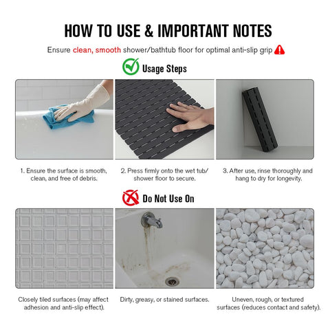 MBOSS mat with large surface and deep texture suits busy family bathrooms.