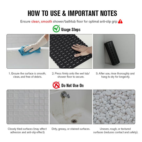 MBOSS bath mat in black bathroom scene with non-slip surface.