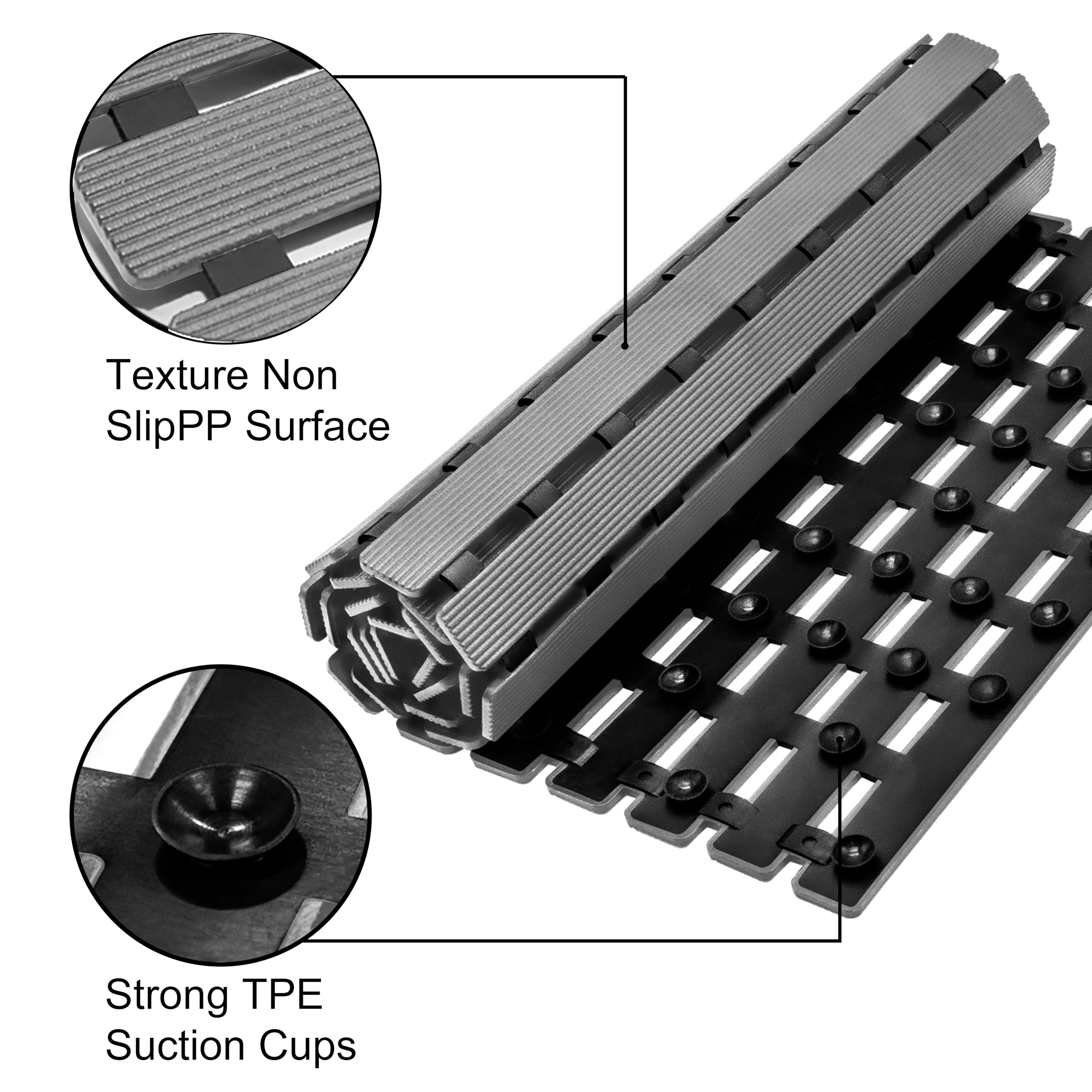MBOSS bath mat with drain holes promotes quick drainage, reducing water pooling.