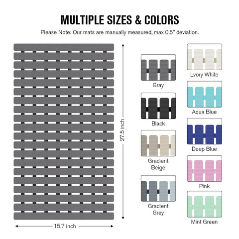 MBOSS bath mat with drain holes designed to prevent water pooling and quick drying.
